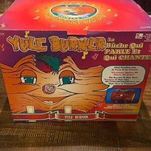 Vintage Telco YULE BURNER Talking Singing Log Animated In Box Christmas Decor